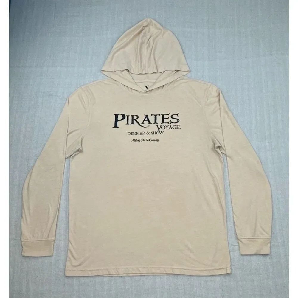 Valani Pirates Voyage Dolly Parton Hooded Long Sleeve Tee Adult Large Beige